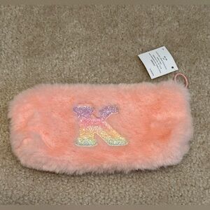 New Girls Fuzzy “K” Zipper Pouch